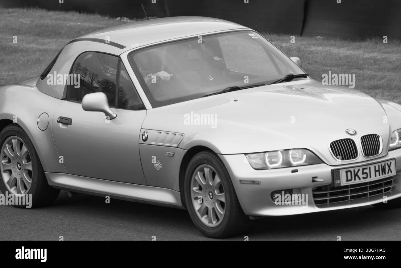 Z3, BMW, bayerischer Automobilhersteller, Roadster, 3Ltr., 2 Sitzer, 2 Türer, 2001, Built America, South Carolina, Werk, Spartanburg, Renntag Cadwell Park. Stockfoto