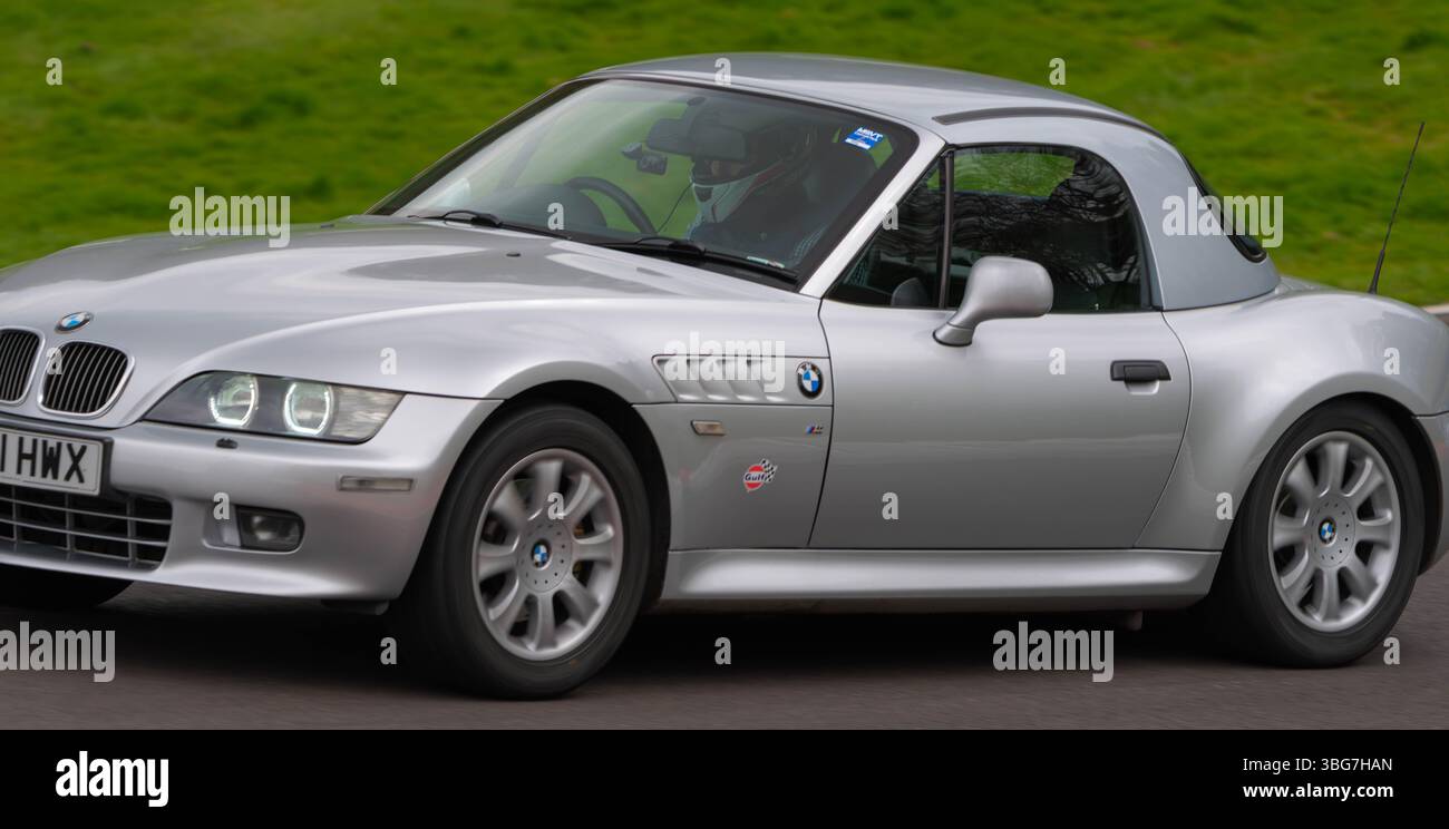 Z3, BMW, bayerischer Automobilhersteller, Roadster, 3Ltr., 2 Sitzer, 2 Türer, 2001, Built America, South Carolina, Werk, Spartanburg, Renntag Cadwell Park. Stockfoto