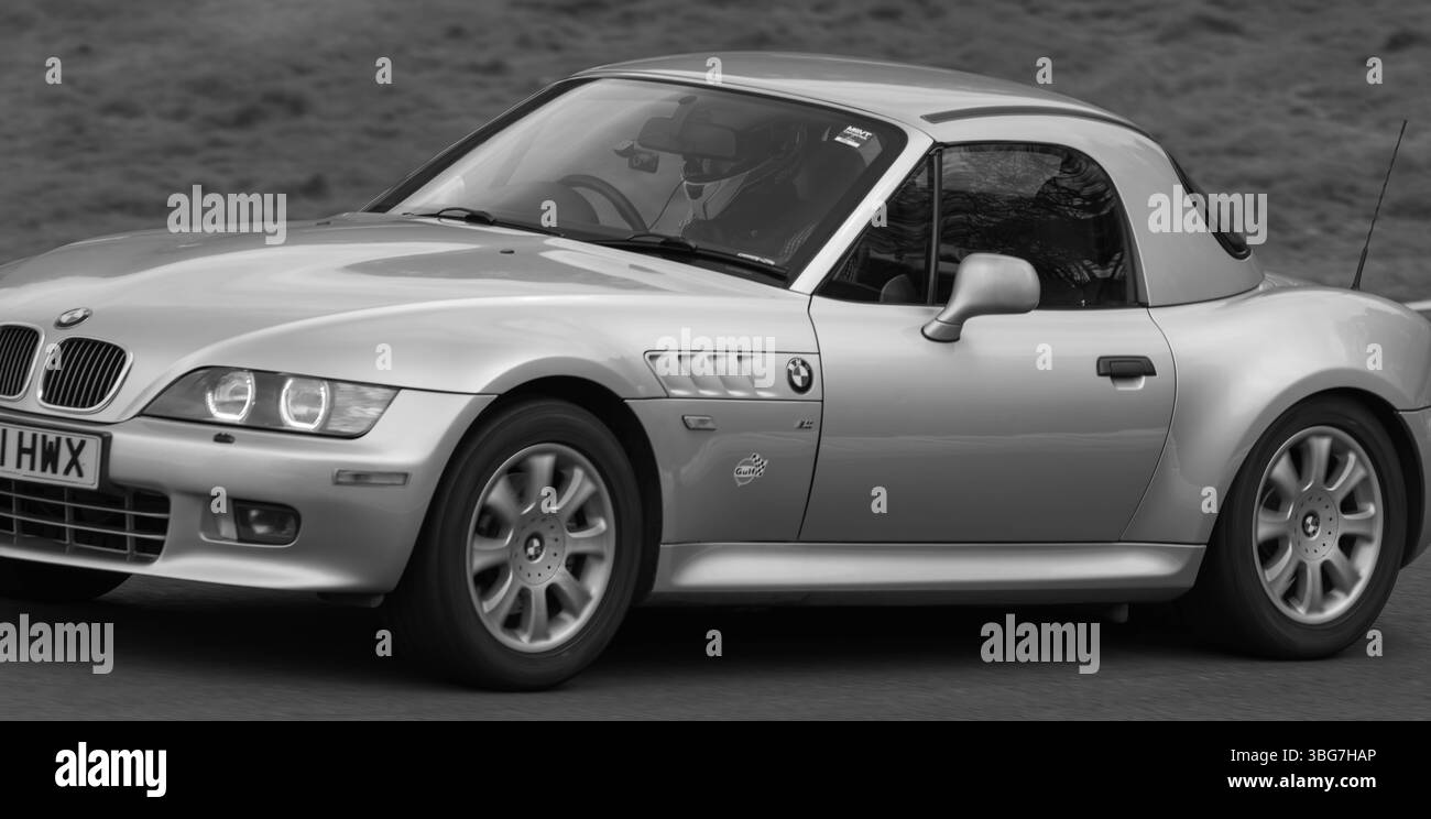 Z3, BMW, bayerischer Automobilhersteller, Roadster, 3Ltr., 2 Sitzer, 2 Türer, 2001, Built America, South Carolina, Werk, Spartanburg, Renntag Cadwell Park. Stockfoto