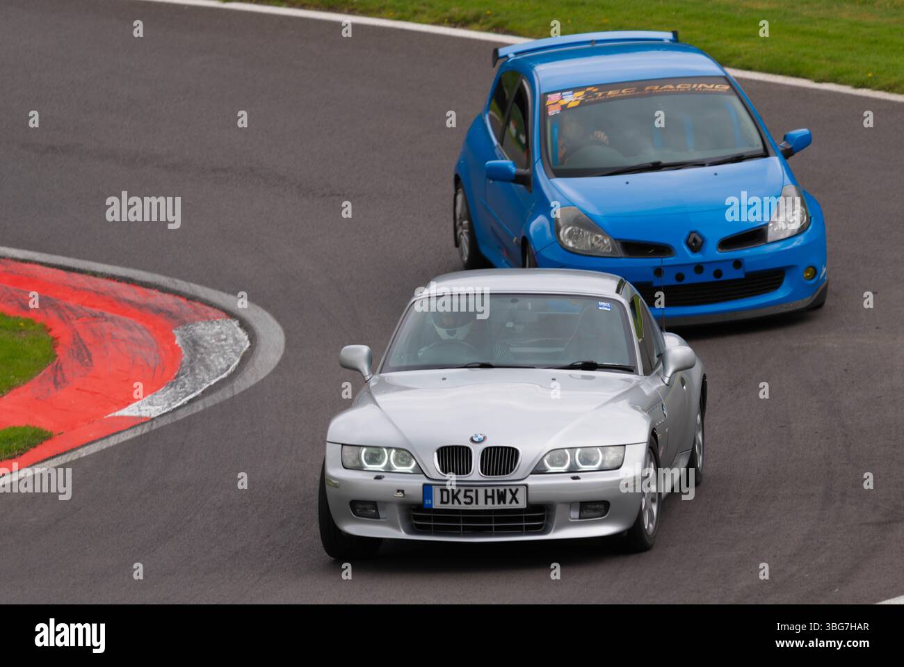 Z3, BMW, bayerischer Automobilhersteller, Roadster, 3Ltr., 2 Sitzer, 2 Türer, 2001, Built America, South Carolina, Werk, Spartanburg, Renntag Cadwell Park. Stockfoto