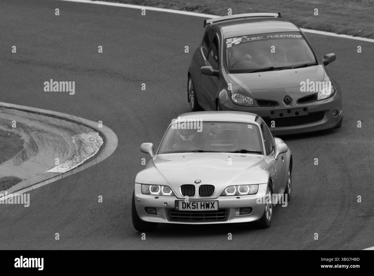 Z3, BMW, bayerischer Automobilhersteller, Roadster, 3Ltr., 2 Sitzer, 2 Türer, 2001, Built America, South Carolina, Werk, Spartanburg, Renntag Cadwell Park. Stockfoto
