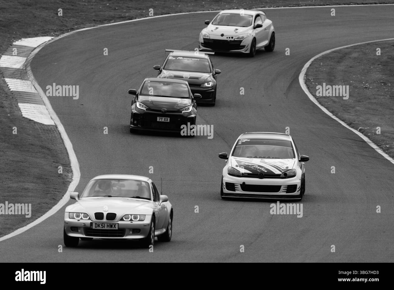 Z3, BMW, bayerischer Automobilhersteller, Roadster, 3Ltr., 2 Sitzer, 2 Türer, 2001, Built America, South Carolina, Werk, Spartanburg, Renntag Cadwell Park. Stockfoto