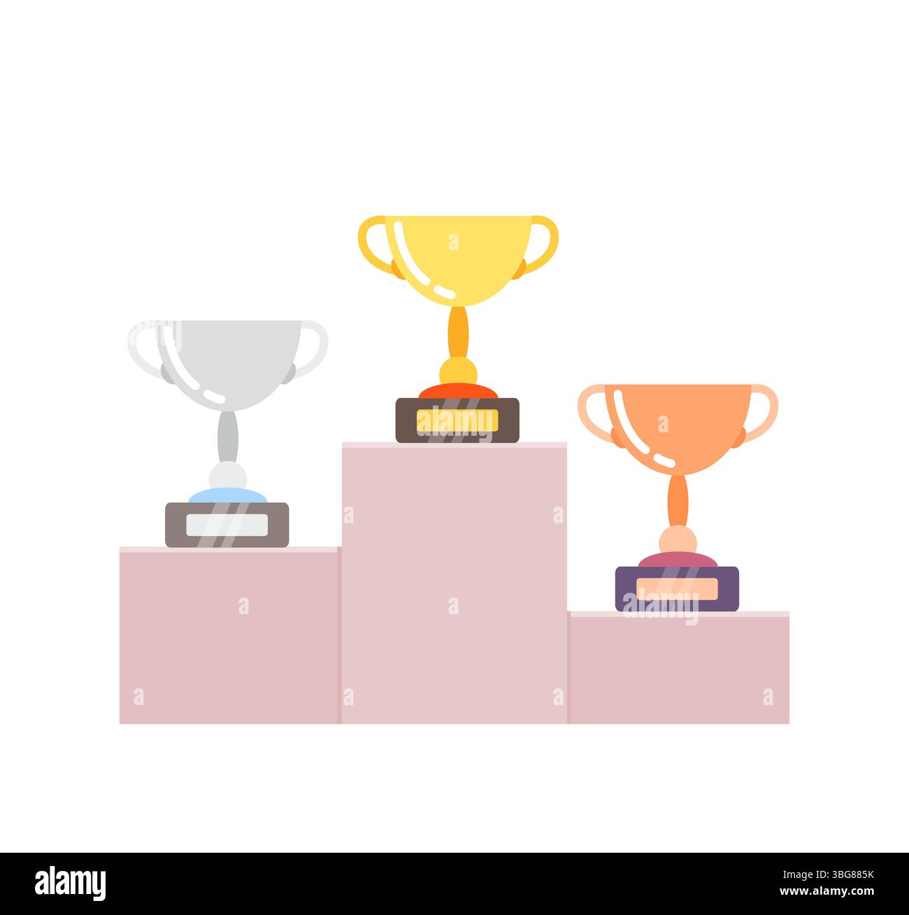 Trophäenbecher. Sammlung von Preisen für die Gewinner der Auszeichnungen Gold Bronze und Silber Stock Vektor