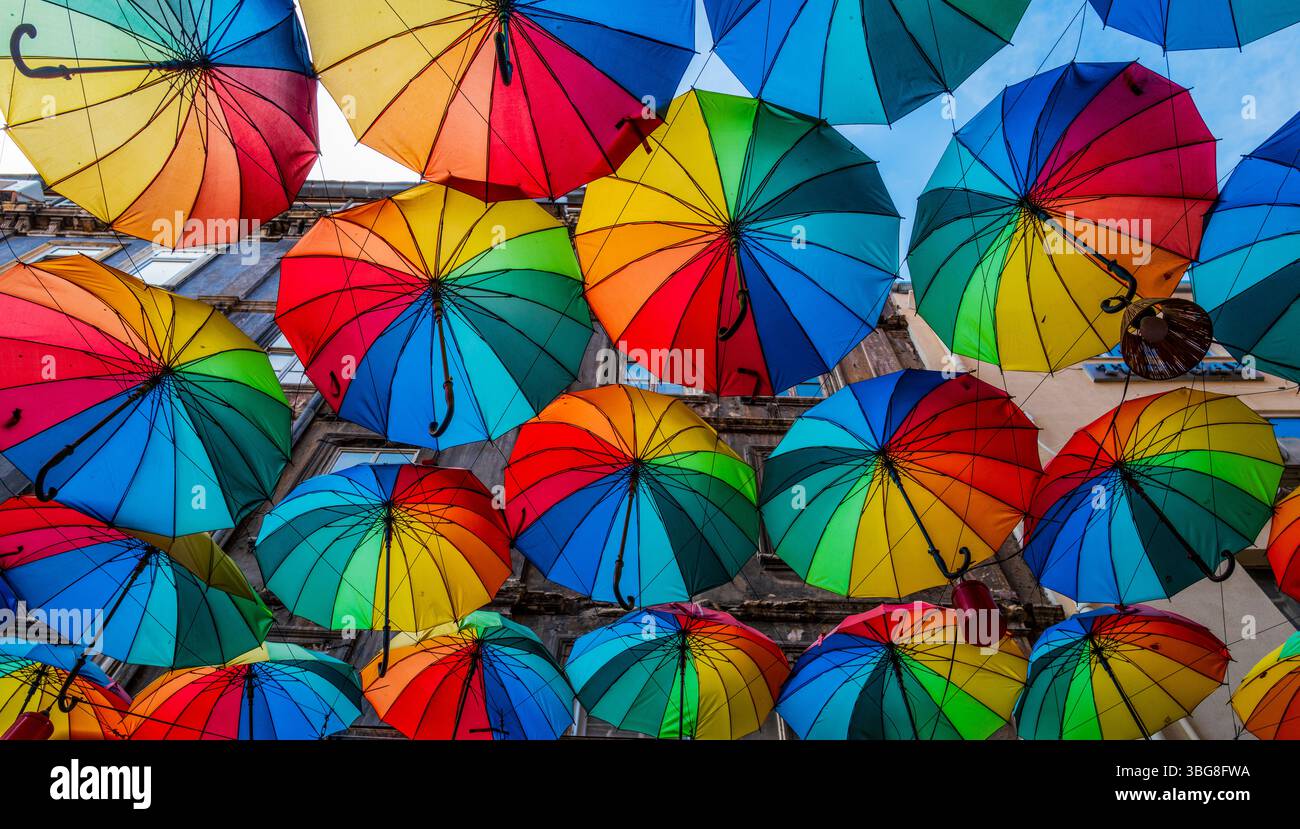 Hoca Tahsin Street (Umbrella Street) in Karakoy, Istanbul, Türkei Stockfoto Hoca Tahsin Street (Umbrella Street) in Karakoy, Istanbul, Türkei Stockfoto