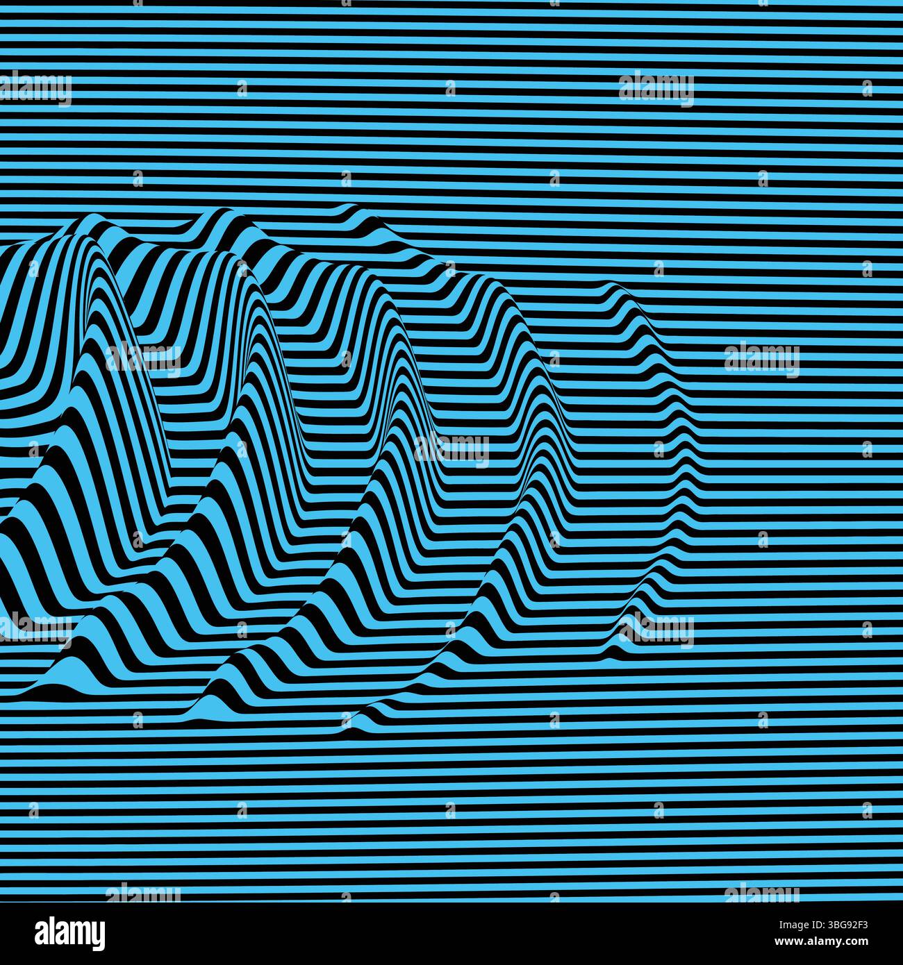 Wellenform Hintergrund. Dynamische visuelle Wirkung. Oberfläche Verzerrung. Muster mit optischen Täuschung. Vektor gestreift Abbildung. Schallwellen. Stock Vektor