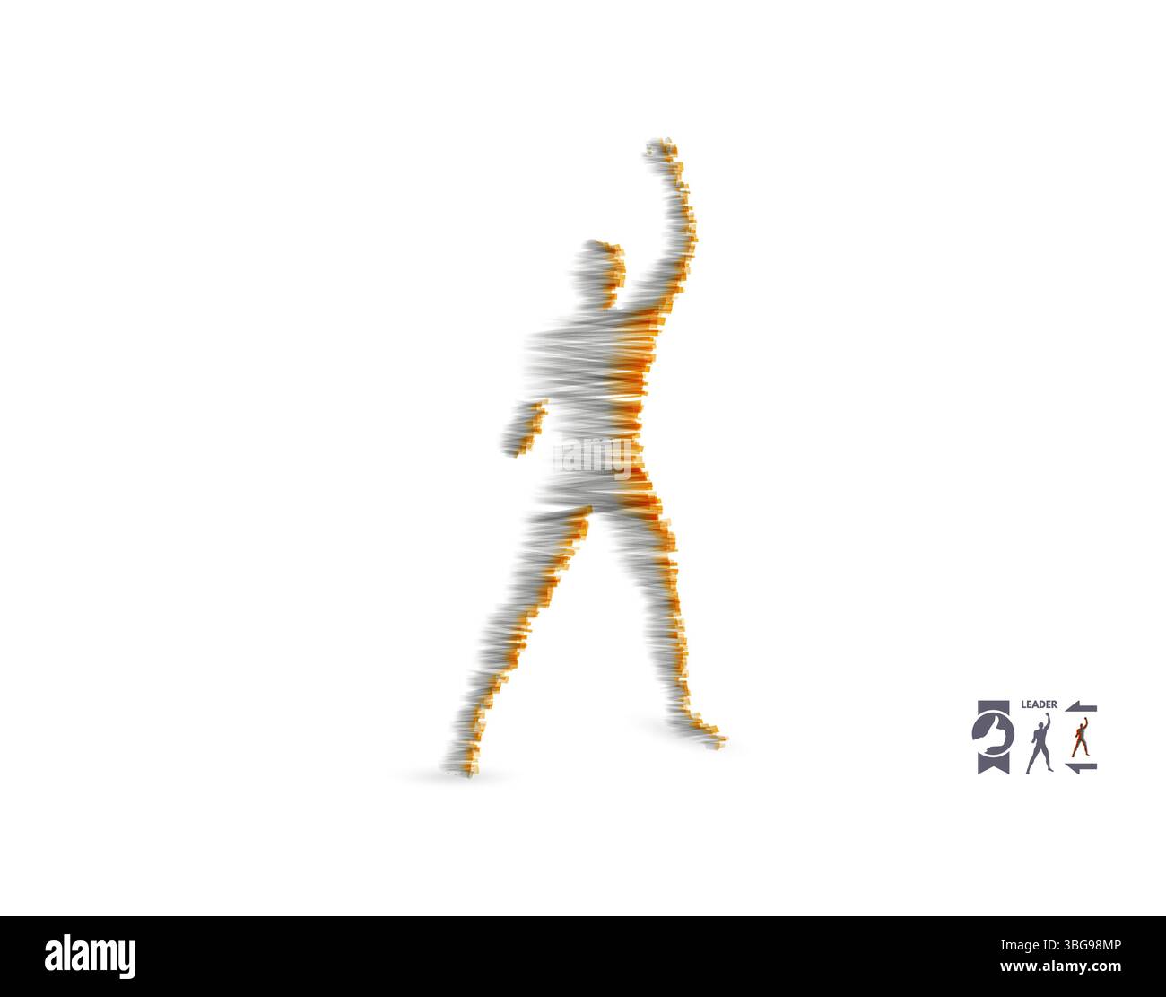 Führung Konzept. Stehende Mann. Menschen mit Arm nach oben. Silhouette für Sport Meisterschaft. Den Sieg feiern. Vector Illustration. Stock Vektor