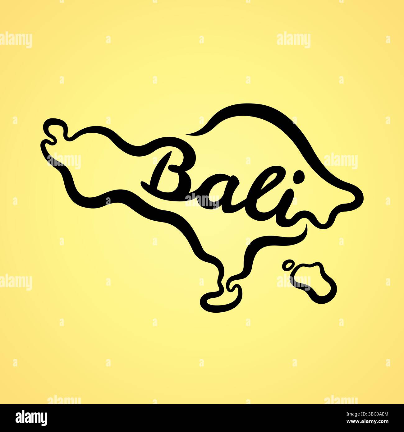 Karte von Bali - Form und Name in einer Zeile Stock Vektor