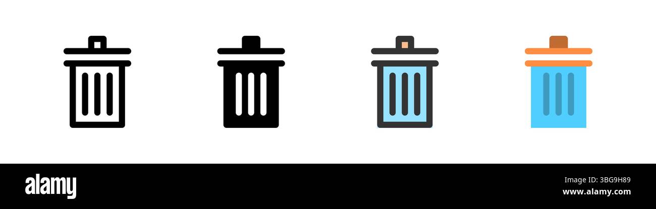 Symbolgruppe zum Löschen. Geeignet für Apps, Dateiverwaltung oder UI-Design. Stock Vektor