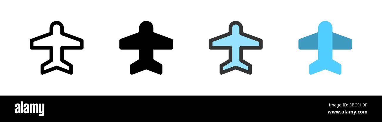 Symbolsatz für Flugmodus. Ideal für Reise-Apps oder Benutzeroberfläche für Netzwerkeinstellungen. Stock Vektor