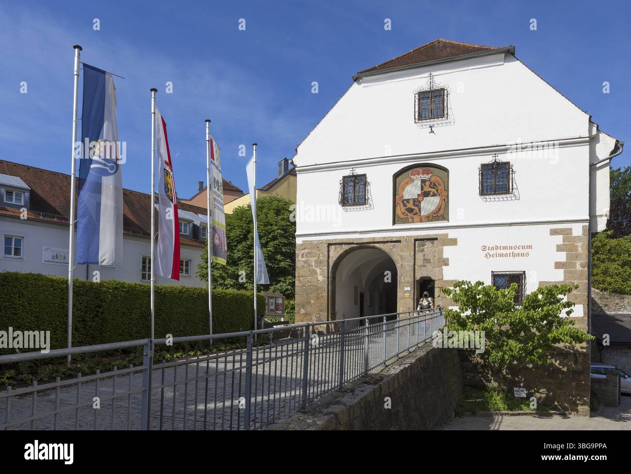Schlosstor, Heimatmuseum und Museum, Schaerding, Innviertel, Oberösterreich, Österreich, Europa Stockfoto