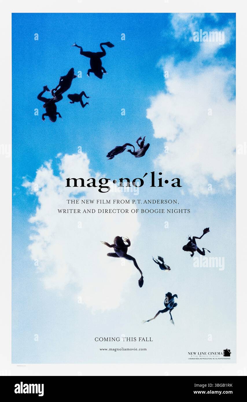 Magnolia (1999) von Paul Thomas Anderson mit Tom Cruise, Philip Seymour Hoffman und Julianne Moore. Miteinander verbundene Leben treffen in einem mächtigen Drama über Einsamkeit, Liebe und Erlösung aufeinander, das vor dem Hintergrund einer langen TV-Spielshow spielt. Foto eines Original-US-Advance-Posters NUR ZUR REDAKTIONELLEN VERWENDUNG. Beschreibung: BFA / New Line Cinema Stockfoto