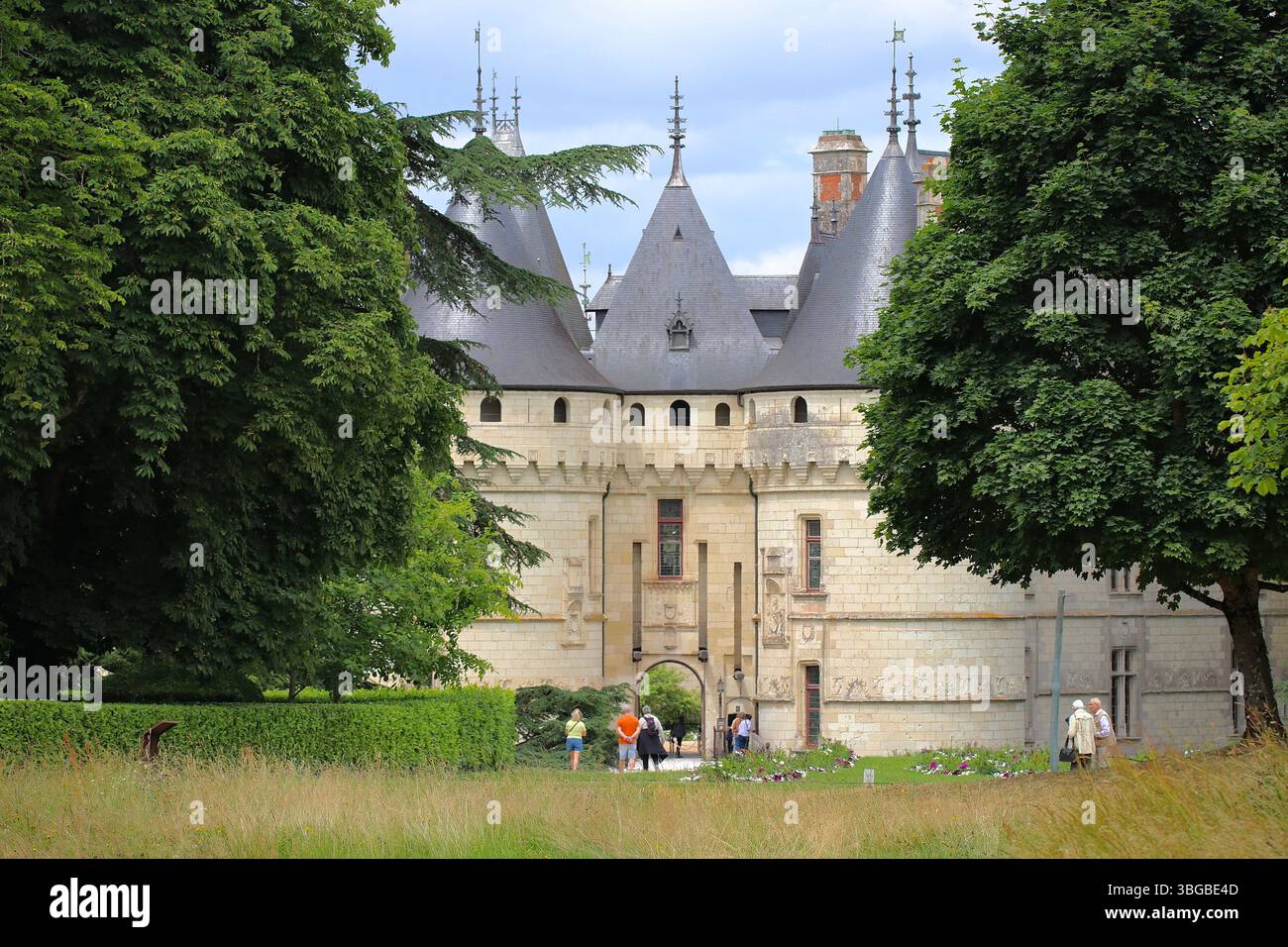 Das Chateau Chaumont-sur-Loire befindet sich auf einem weitläufigen Gelände und beherbergt heute eine Skulpturensammlung von internationaler Bedeutung Stockfoto