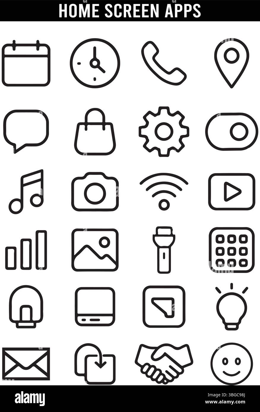 Startbildschirm App-Symbole Eingestellt Stock Vektor