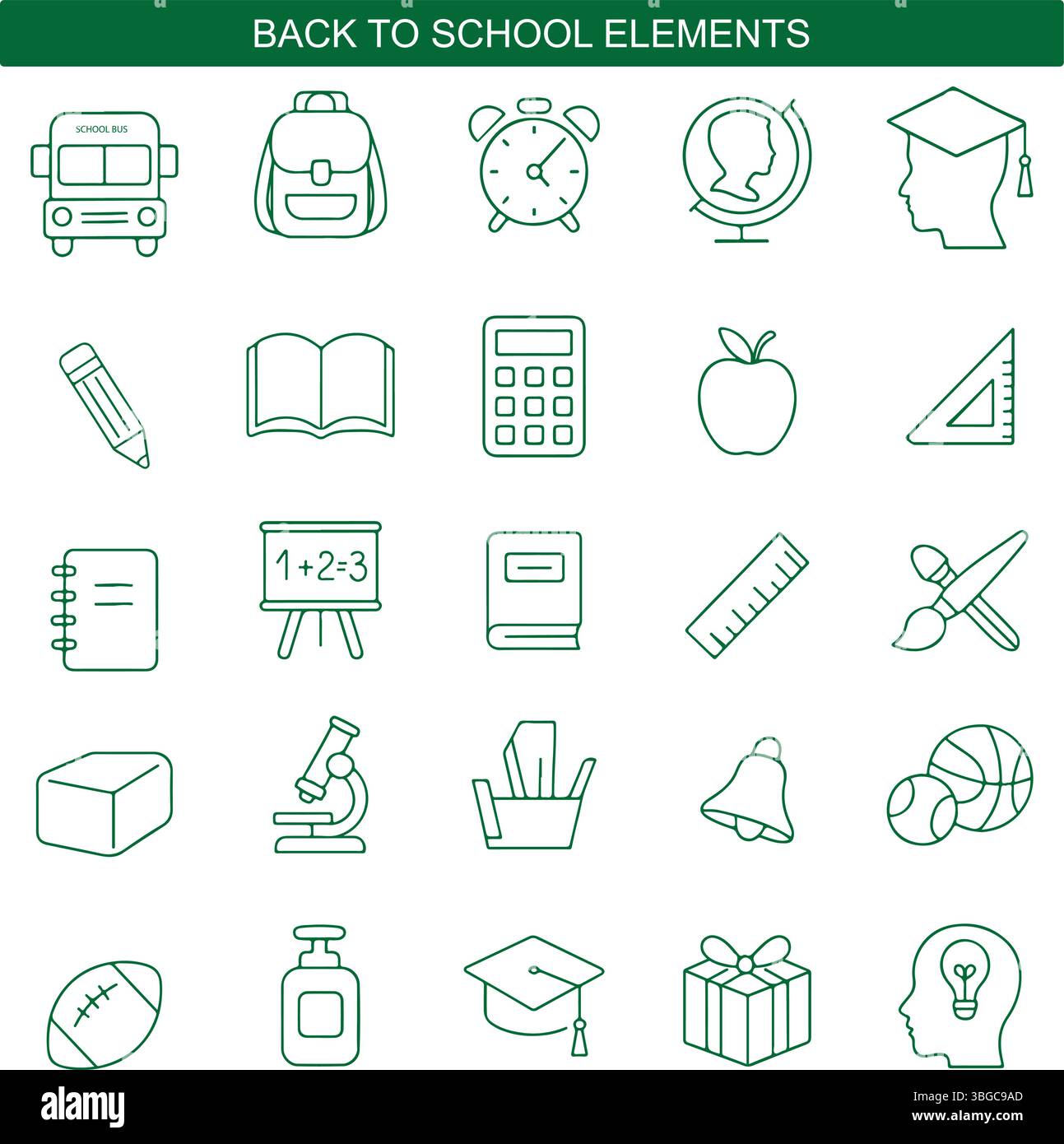 Back-to-School-Symbole und -Elemente Stock Vektor