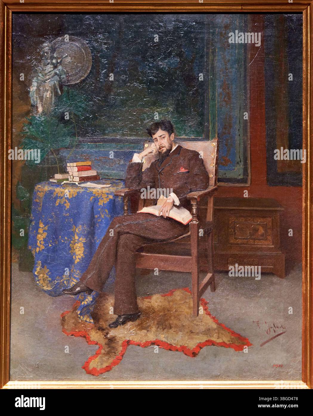 Porträt von Pompeu Gener, 1880-1890, Francesc Inglada (Barcelona, 1850-1903), Museu Nacional D'Art de Catalunya, Barcelona, Spanien. Stockfoto