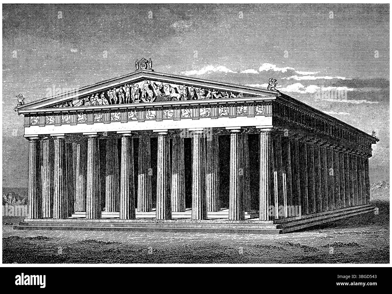 Edad Antigua. Grecia. El Partenón, templo de estilo dórico consagrado a la diosa Atenea Pártenos en Atenas. Grabado DE 1888. Stockfoto