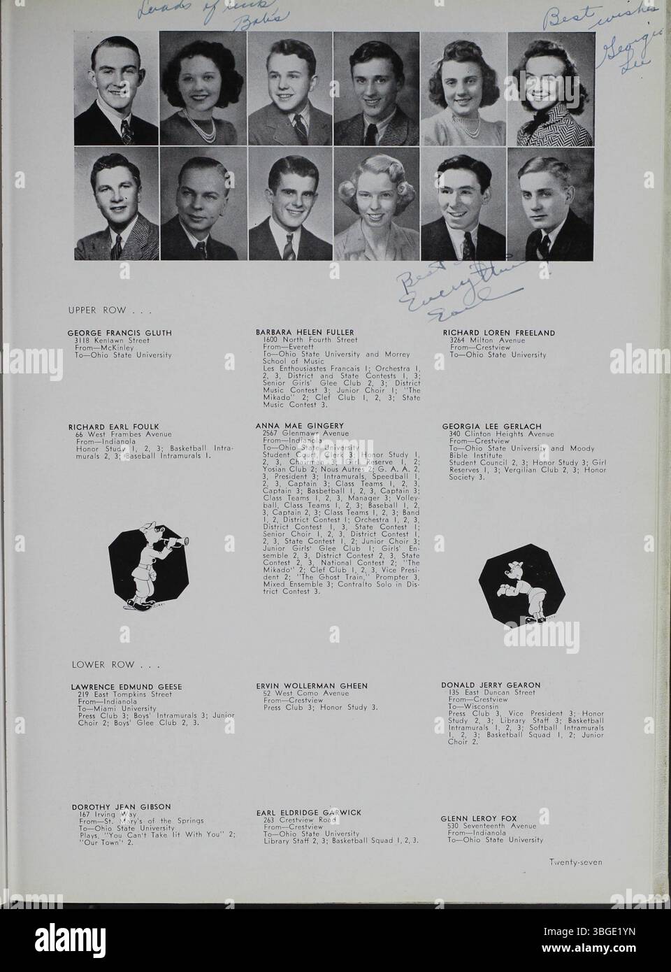 Das Jahrbuch der North High School, „The Memory Book“, zeigt den Übergang von der ursprünglichen Schule aus dem Jahr 1893 zur Umsiedlung von 1924. Charles D. Everett diente als Direktor. Die Schule wurde 1979 geschlossen, aber 2012 als Columbus International High School wieder eröffnet, wo sie die Klassen 7 bis 12 betreute. Stockfoto