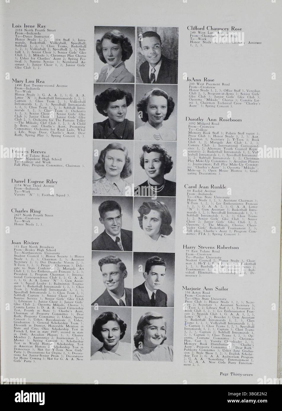 Das Gedächtnisbuch der North High School aus dem Jahr 1949 gibt einen Überblick über die Geschichte der Schule. Das ursprüngliche Gebäude im romanischen Stil wurde von Frank L. Packard entworfen und 1892–93 erbaut. Die Schule wurde 1979 geschlossen, aber 2012 als Columbus International High School wieder eröffnet. Stockfoto