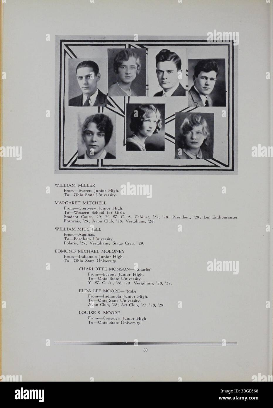 Das Jahrbuch „The Polaris Annual“ von 1929 erinnert an das Erbe der North High School, von der Gründung 1893 unter Principal Charles D. Everett bis zu ihrem Umzug 1924 und der Wiedereröffnung als Columbus International High School im Jahr 2012. Stockfoto