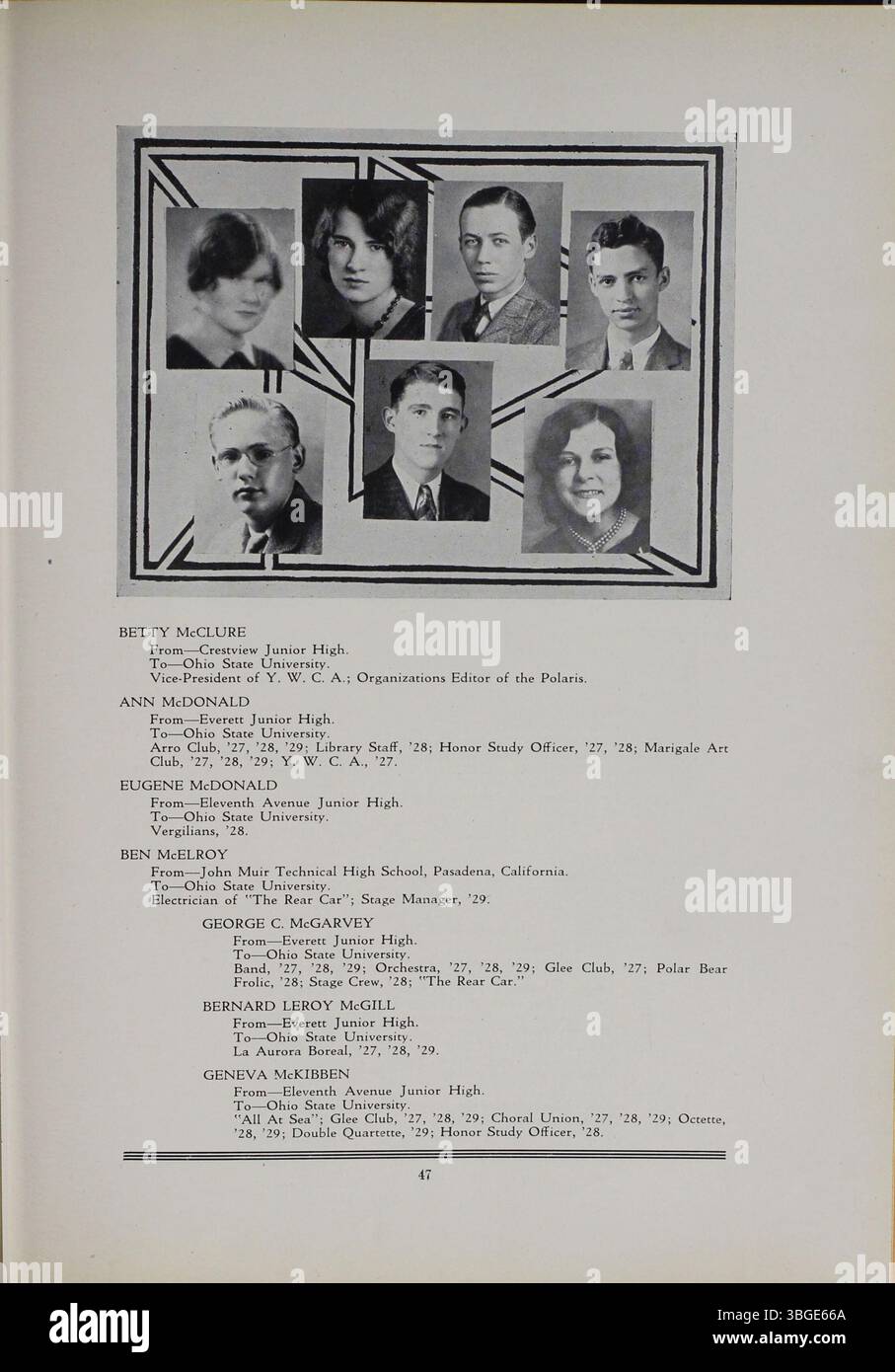 Das Jahrbuch 1929 der North High School, The Polaris Annual, greift das Erbe der Gründung der Schule durch Charles D. Everett und deren architektonisches Design von Frank L. Packard auf. Es handelt sich um den Umzug der Schule und ihre Umwandlung in die Columbus International High School. Stockfoto