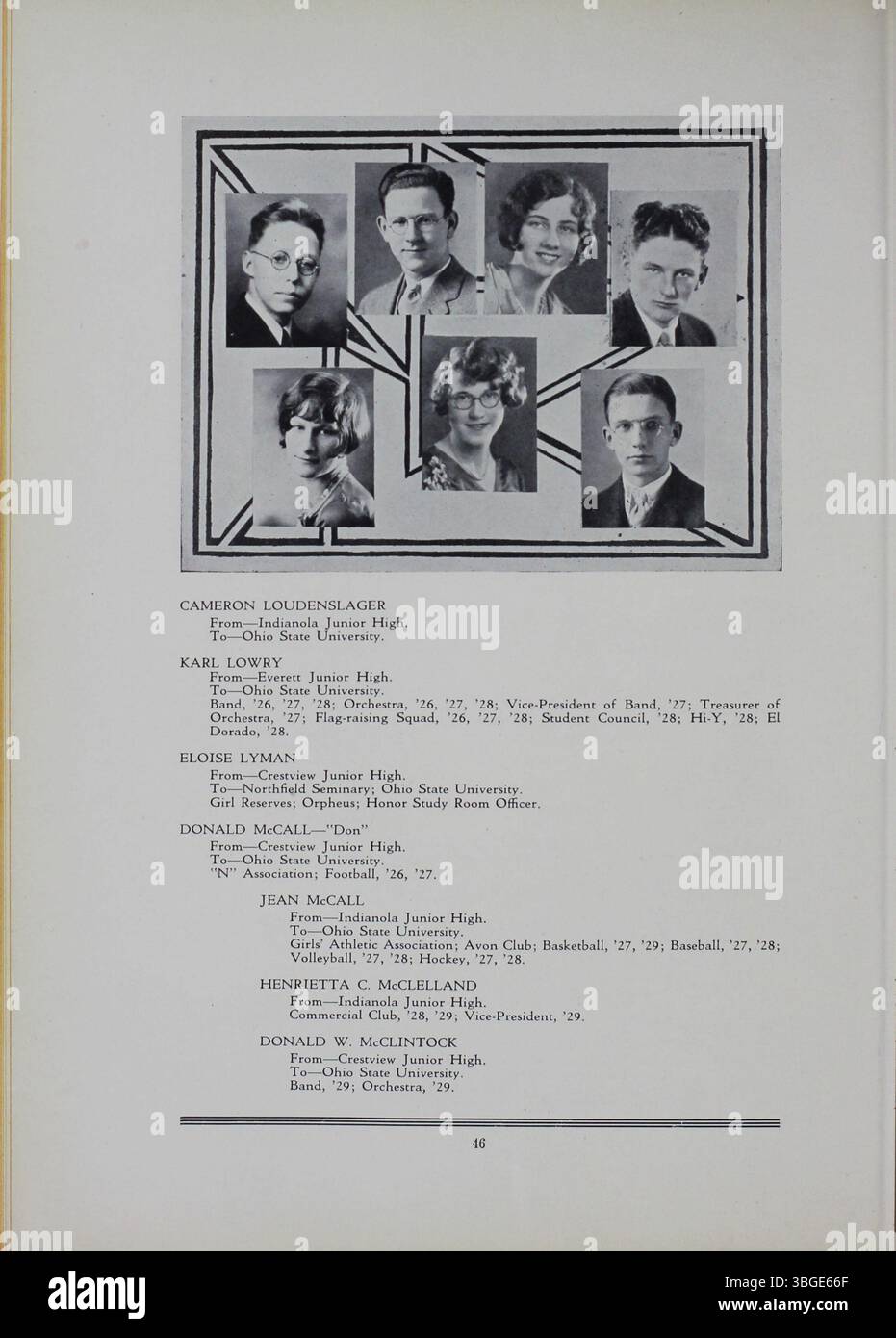 Das Jahrbuch der North High School 1929, „The Polaris Annual“, beschreibt die Geschichte der Schule, einschließlich der langen Amtszeit von Principal Charles D. Everett und des architektonischen Vermächtnisses des ursprünglichen Gebäudes im romanischen Stil. Die Schule wechselte 1924 und wurde 2012 als Columbus International High School wieder eröffnet. Stockfoto