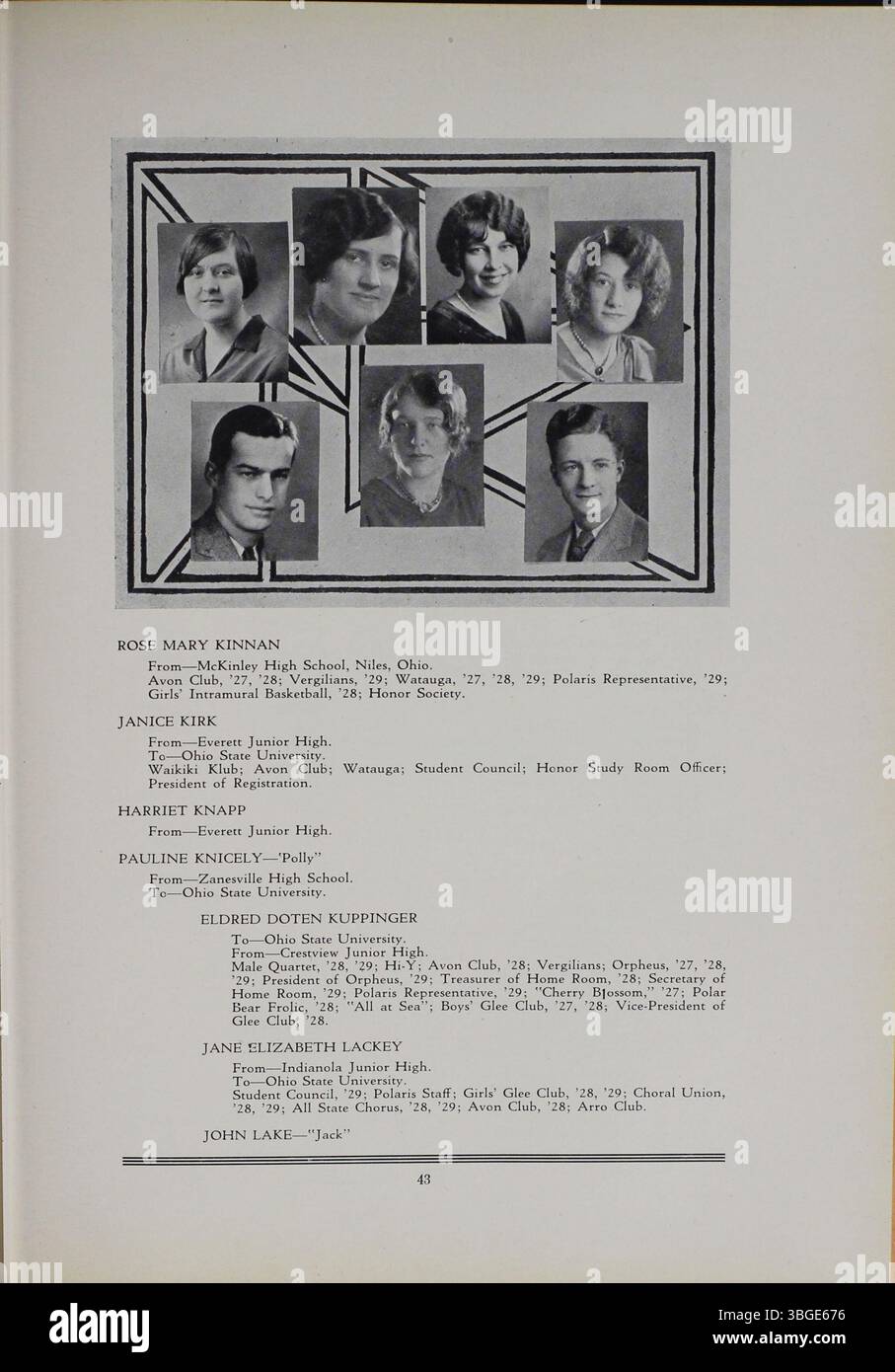 Das Jahrbuch 1929 der North High School, „The Polaris Annual“, beleuchtet die Entwicklung der Schule von der Gründung 1893 durch Charles D. Everett bis zum Ersatzgebäude 1924. Es erinnert auch an die Auswirkungen der Schule auf die Gemeinschaft und ihre spätere Umwandlung in die Columbus International High School. Stockfoto