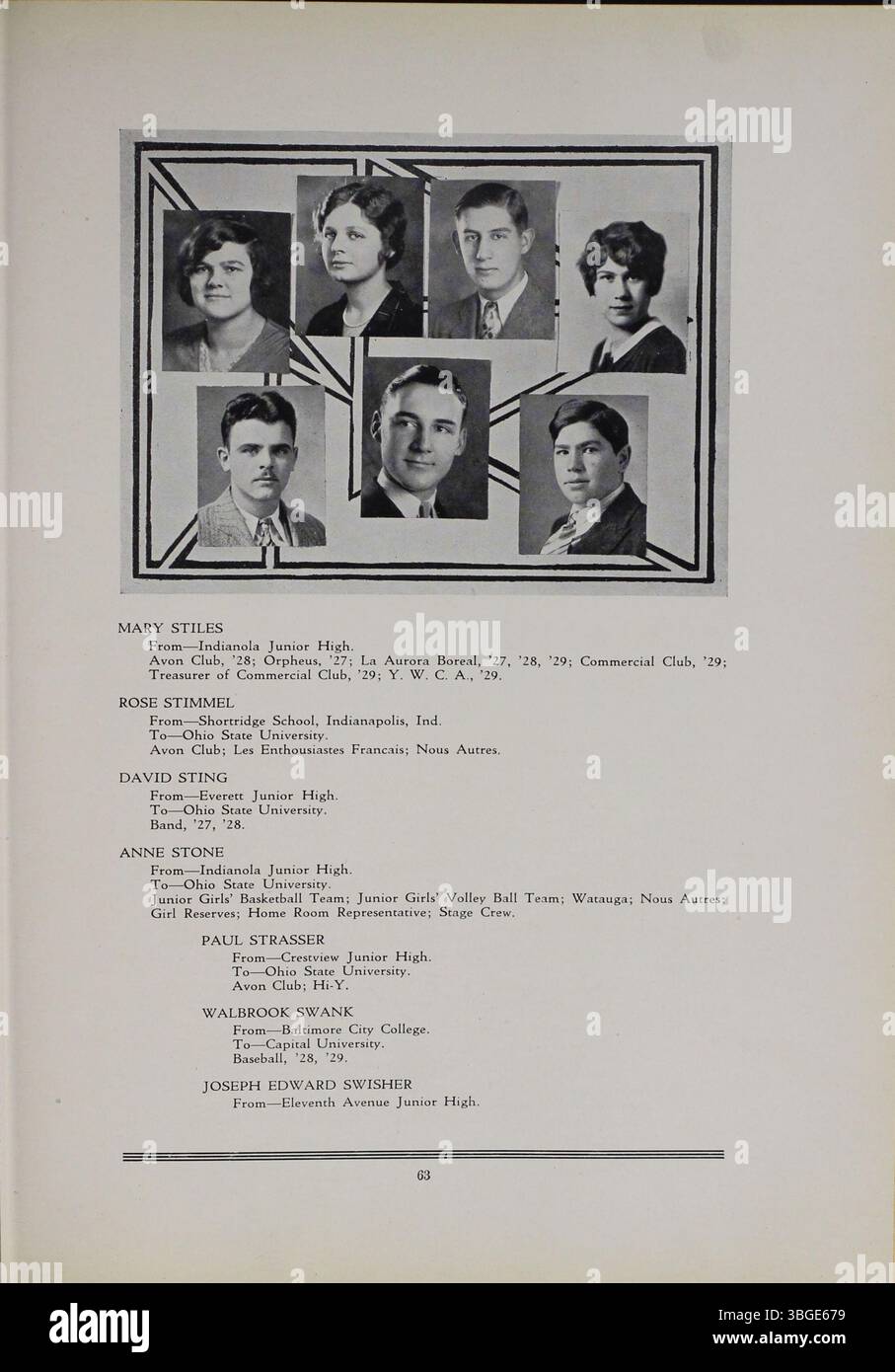 Das Jahrbuch 1929, The Polaris Annual, zeigt die Geschichte und Architektur der North High School, einschließlich ihrer Gründung im Jahr 1893 und ihrer Ersetzung durch ein neues Gebäude im Jahr 1924. Die Schule wurde 1979 geschlossen und 2012 als Columbus International High School wieder eröffnet. Stockfoto
