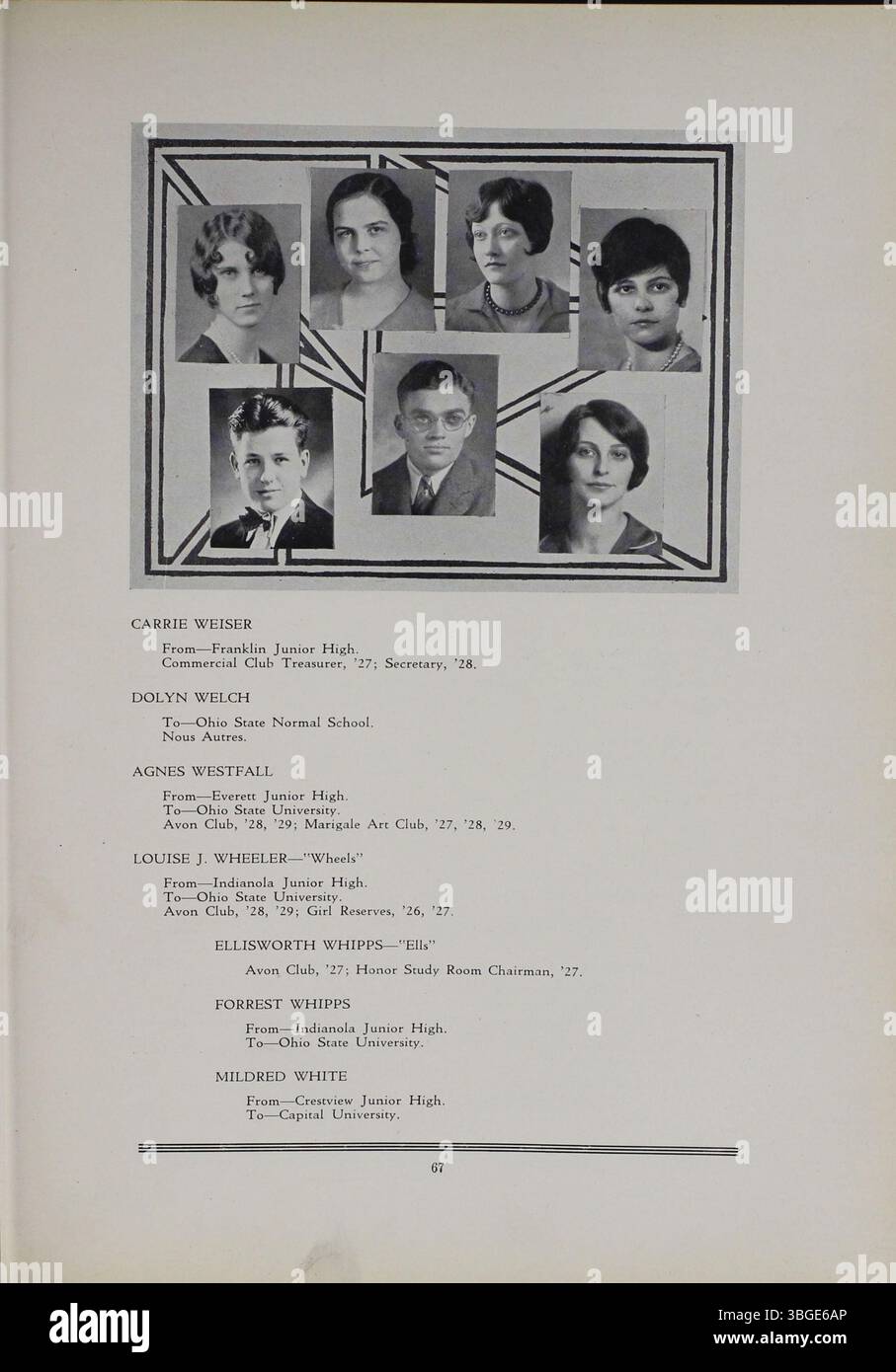 Das Jahrbuch „The Polaris Annual“ von der North High School im Jahr 1929 bietet einen historischen Kontext für das architektonische Design der Schule, die Auswirkungen ihrer Verlegung und ihre spätere Umwandlung in die Columbus International High School. Stockfoto