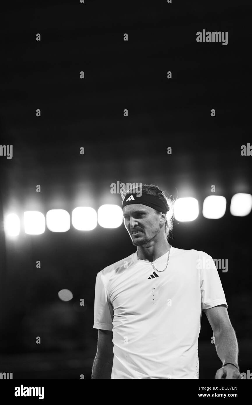 Alexander Zverev von Deutschland während der Roland-Garros 2025, French Open, Grand Slam Tennis Turnier am 4. Juni 2025 im Roland-Garros Stadion in Paris Stockfoto
