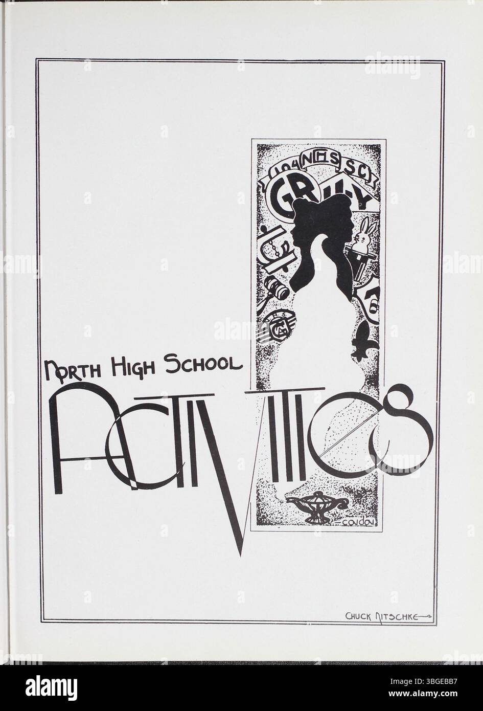 Das 1945 erschienene „Memory Book“ Jahrbuch gibt einen Einblick in die Vergangenheit der North High School, beginnend 1893 mit dem Entwurf des Romanik Revival von Frank L. Packard. Das 1924 ersetzte Gebäude der Schule wurde 1979 geschlossen, aber 2012 als Columbus International High School wieder eröffnet. Stockfoto