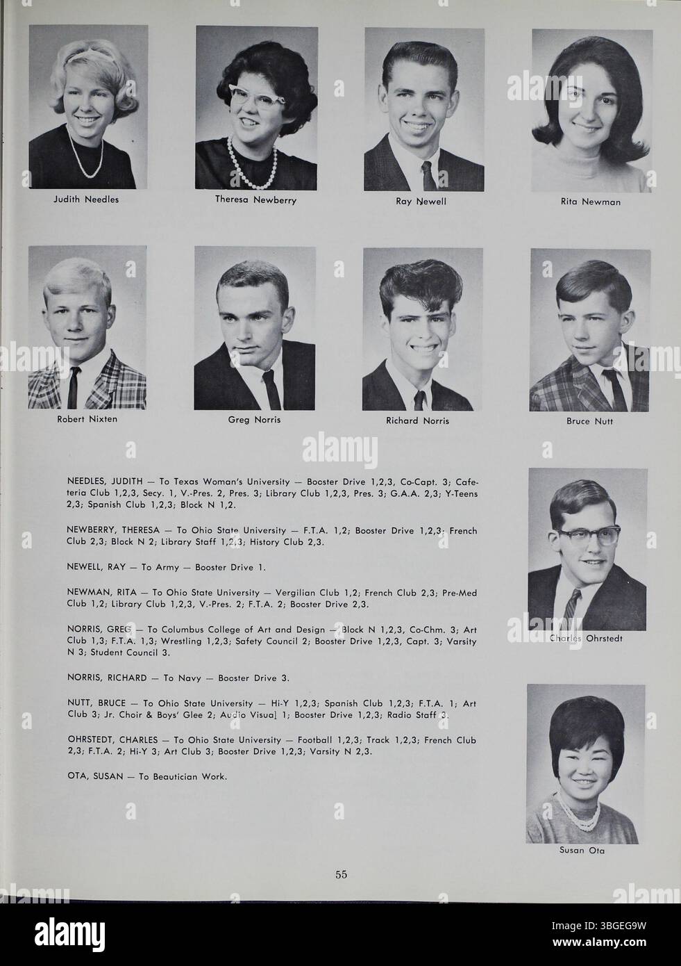 Die Geschichte der North High School wird im Jahrbuch 1966 dokumentiert, einschließlich der Eröffnung des zweiten Gebäudes im Jahr 1924. Die 1893 gegründete Schule wurde von dem Architekten Frank L. Packard im romanischen Stil entworfen. Sie wurde 1979 geschlossen und 2012 als Columbus International High School wieder eröffnet. Stockfoto
