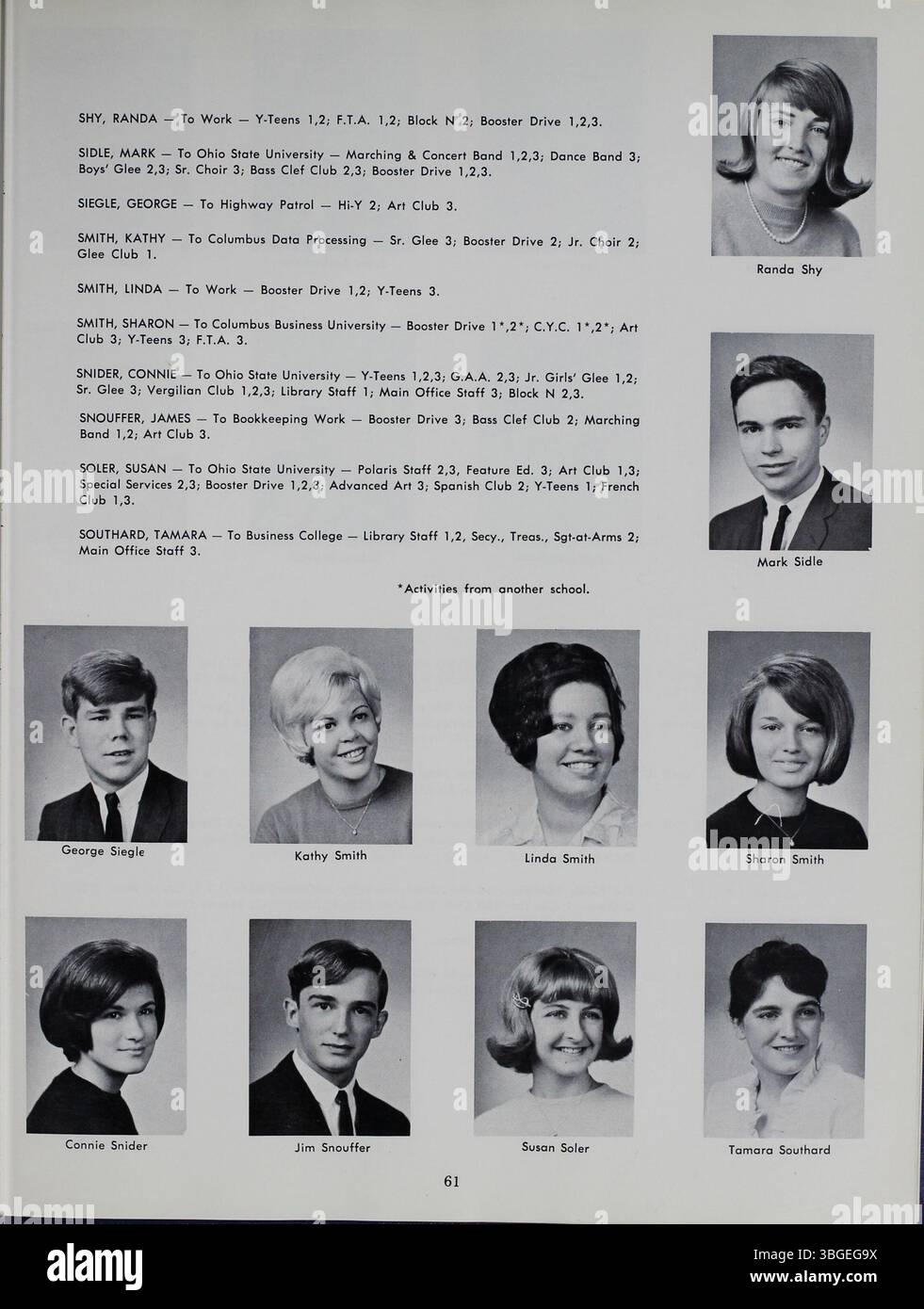 Das Memory Book Jahrbuch 1966 der North High School zeichnet die architektonische Geschichte der Schule nach, von der romanischen Neugestaltung des ursprünglichen Gebäudes bis zum Bau des neuen Gebäudes an der 100 East Arcadia Avenue aus dem Jahr 1924. Die Schule wurde 1979 geschlossen und 2012 als Columbus International High School wieder eröffnet. Stockfoto