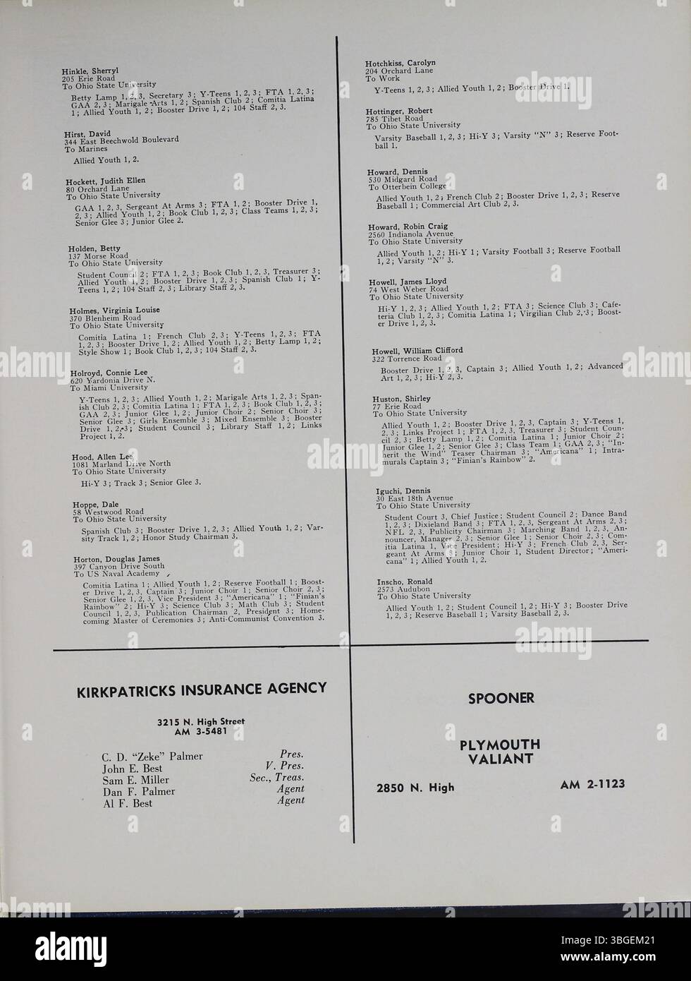 Das Jahrbuch der North High School 1960 mit dem Titel „Memory Book“ dokumentiert die Entwicklung der Schule seit ihrer Gründung im Jahr 1893. Das Gebäude im romanischen Stil, entworfen von Frank L. Packard, wurde 1924 ersetzt. Die Schule wurde 1979 geschlossen und 2012 als Columbus International High School wieder eröffnet. Stockfoto