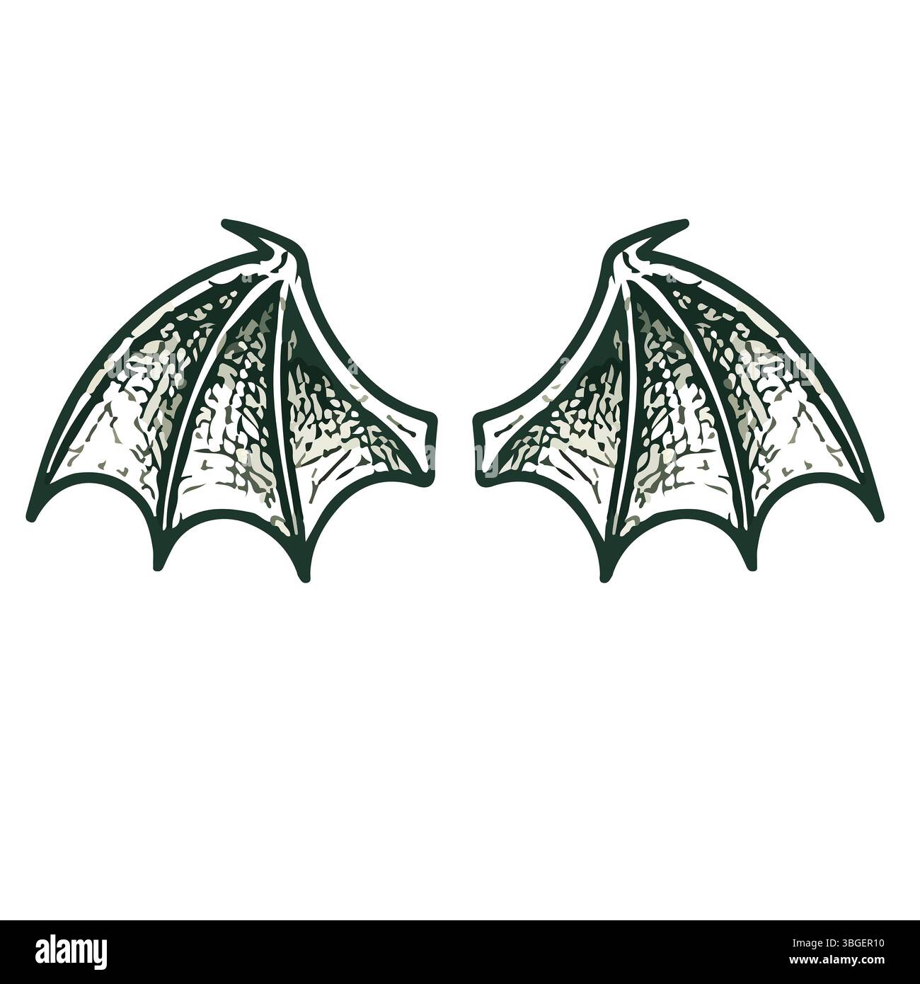 Federflügel in Form von Engel- oder Drachenillustration im Vektor Stockfoto