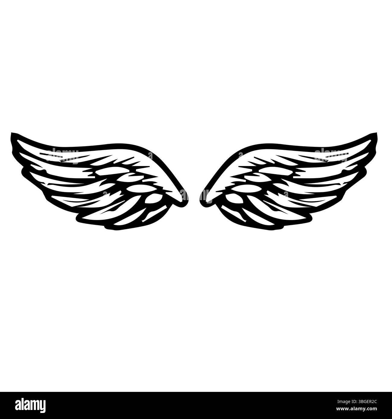 Federflügel in Form von Engel- oder Drachenillustration im Vektor Stockfoto