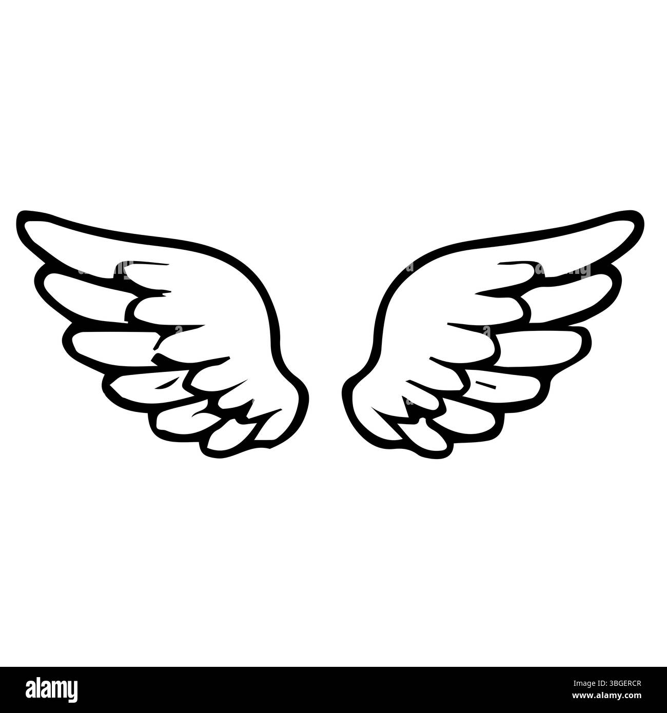 Federflügel in Form von Engel- oder Drachenillustration im Vektor Stockfoto