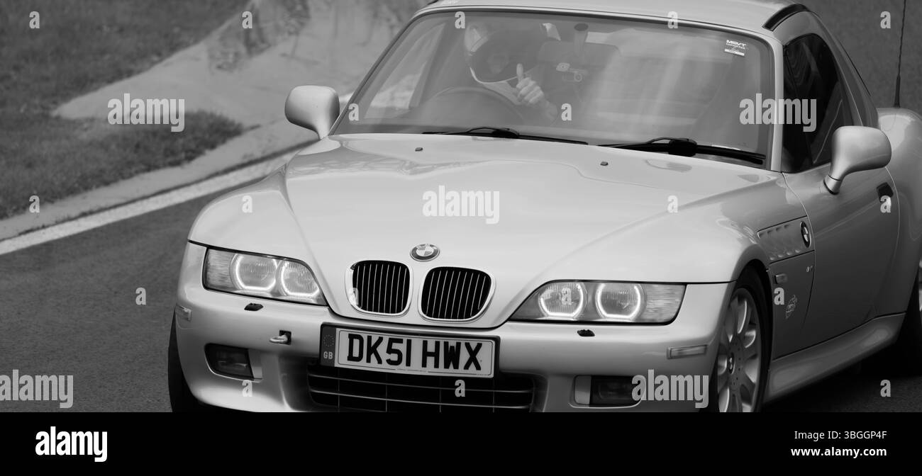 Z3, BMW, bayerischer Automobilhersteller, Roadster, 3Ltr., 2 Sitzer, 2 Türer, 2001, Built America, South Carolina, Werk, Spartanburg, Renntag Cadwell Park. Stockfoto