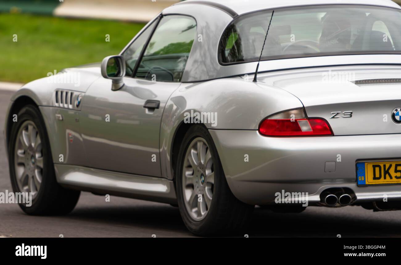 Z3, BMW, bayerischer Automobilhersteller, Roadster, 3Ltr., 2 Sitzer, 2 Türer, 2001, Built America, South Carolina, Werk, Spartanburg, Renntag Cadwell Park. Stockfoto