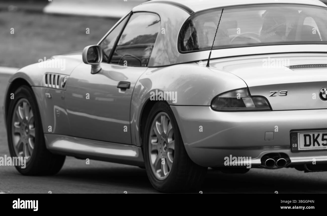 Z3, BMW, bayerischer Automobilhersteller, Roadster, 3Ltr., 2 Sitzer, 2 Türer, 2001, Built America, South Carolina, Werk, Spartanburg, Renntag Cadwell Park. Stockfoto