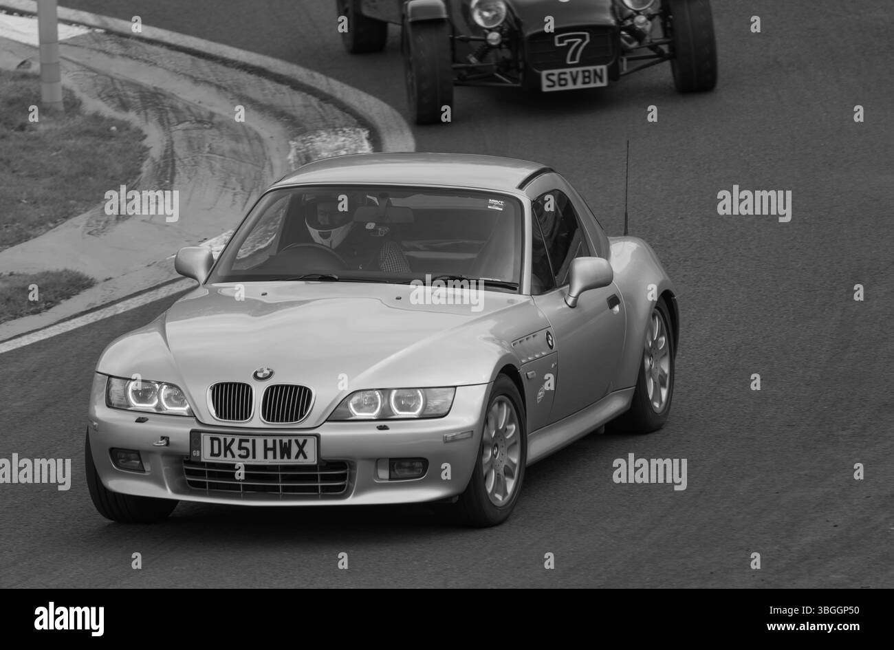 Z3, BMW, bayerischer Automobilhersteller, Roadster, 3Ltr., 2 Sitzer, 2 Türer, 2001, Built America, South Carolina, Werk, Spartanburg, Renntag Cadwell Park. Stockfoto