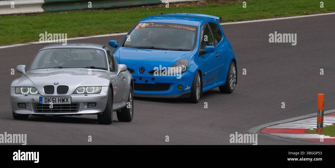 Z3, BMW, bayerischer Automobilhersteller, Roadster, 3Ltr., 2 Sitzer, 2 Türer, 2001, Built America, South Carolina, Werk, Spartanburg, Renntag Cadwell Park. Stockfoto