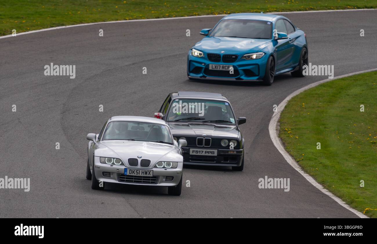 Z3, BMW, bayerischer Automobilhersteller, Roadster, 3Ltr., 2 Sitzer, 2 Türer, 2001, Built America, South Carolina, Werk, Spartanburg, Renntag Cadwell Park. Stockfoto