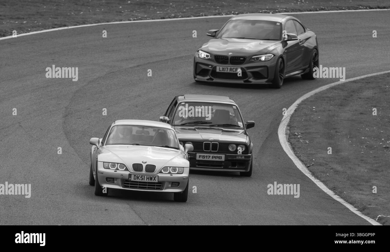 Z3, BMW, bayerischer Automobilhersteller, Roadster, 3Ltr., 2 Sitzer, 2 Türer, 2001, Built America, South Carolina, Werk, Spartanburg, Renntag Cadwell Park. Stockfoto