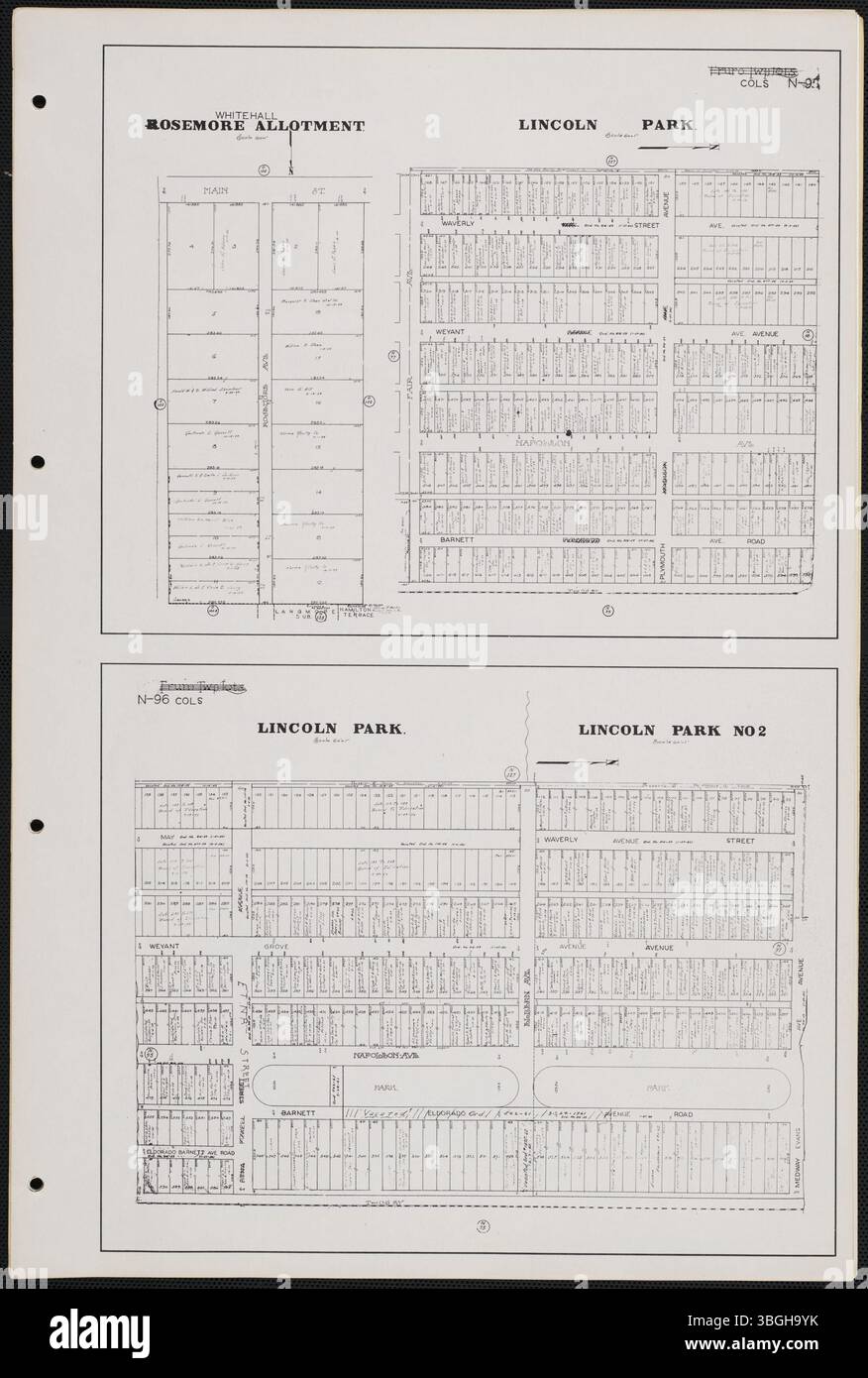 Seite 30 von Band 4 des Franklin County Platbooks von 1962, das detaillierte kartographische Daten über die Landnutzung und das Eigentum des Countys enthält. Stockfoto
