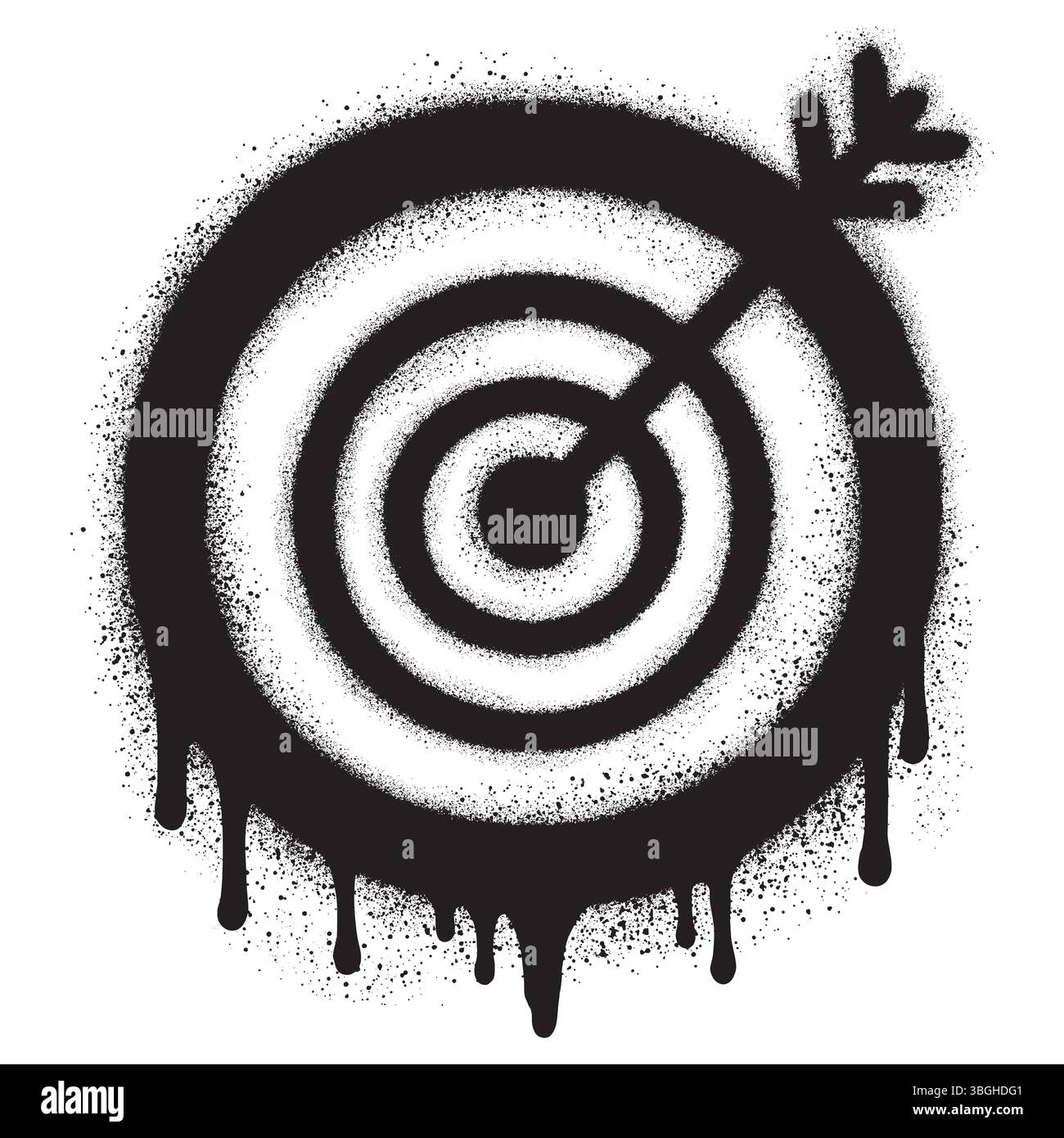 Ziel- und Pfeilsymbol im Graffiti-Stil für Unternehmen und Werbung Stock Vektor