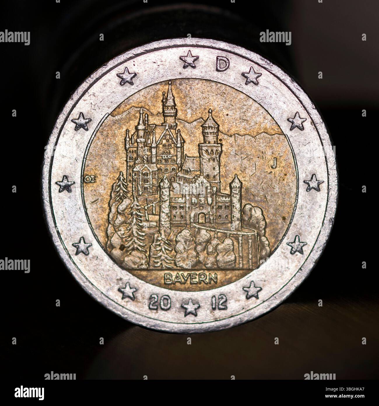 2 Euro Gedenkmünze Bundesländer - Schloss Neuschwanstein Stockfoto