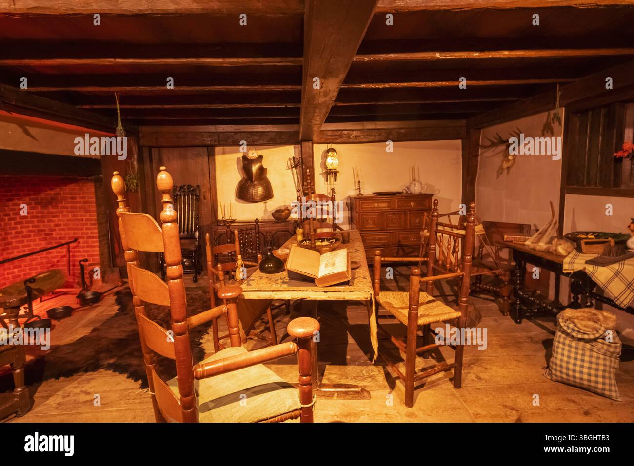 England, Somerset, Bath, The American Museum and Gardens, Innenansicht des siebzehnten Jahrhunderts Zimmer aus dem Jahr 1690 Stockfoto