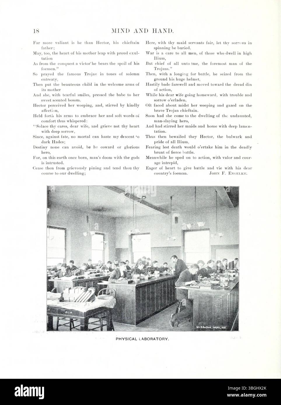*Mind and Hand* (Mai 1898, Band 4, Nummer 1) untersucht die Beziehung zwischen geistiger und körperlicher Arbeit und betont die Bedeutung manueller Fähigkeiten für kreative und künstlerische Bemühungen. Stockfoto