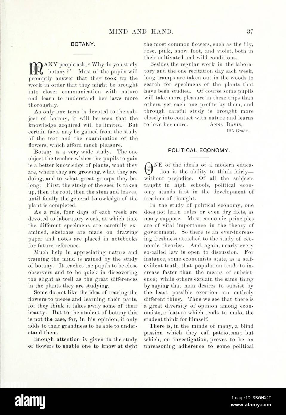 Die Mai 1898 Ausgabe von *Mind and Hand*, Band 4, Nummer 1, zeigt die intellektuellen und philosophischen Perspektiven seiner Mitwirkenden und reflektiert die Bildungsfortschritte und gesellschaftlichen Fragen der Zeit. Stockfoto