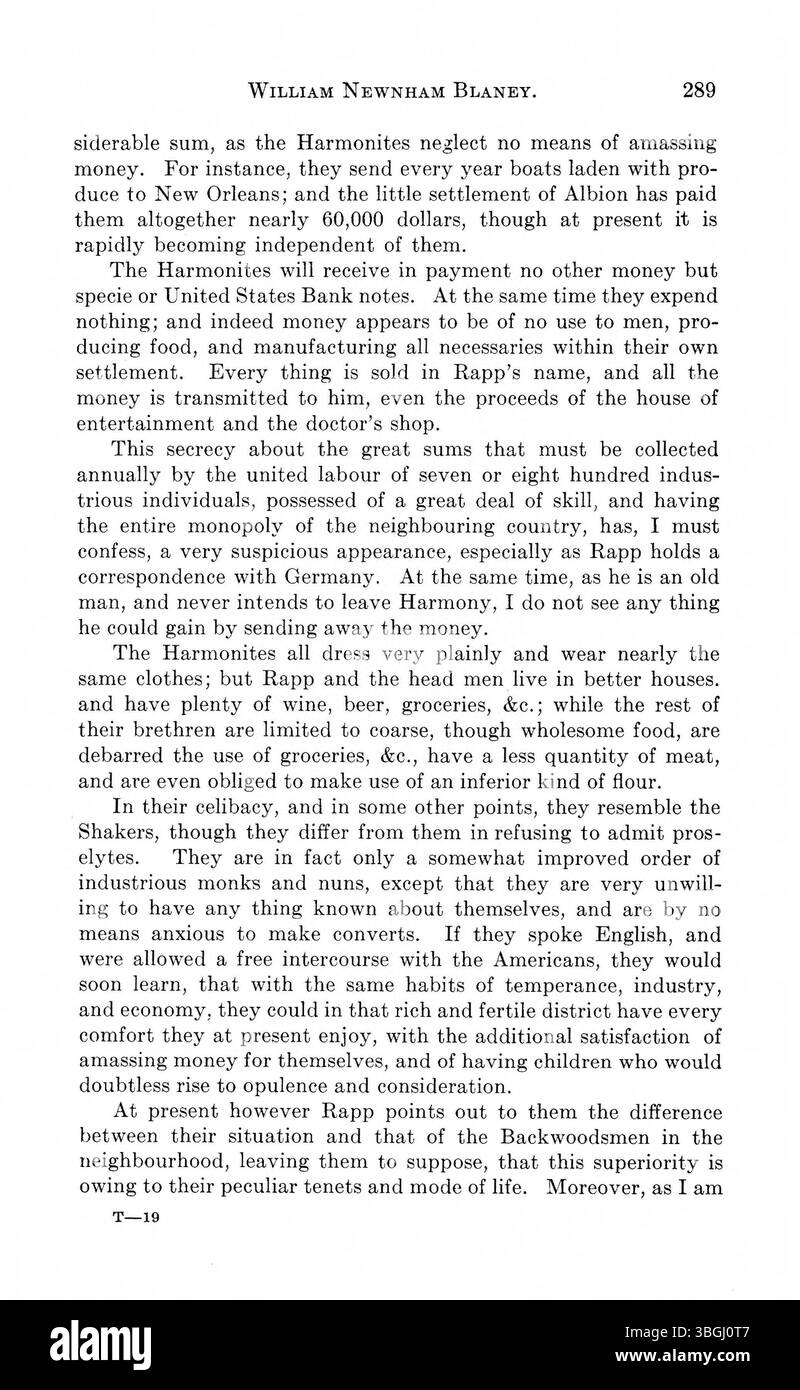 Auf dieser Seite werden die Schriften früherer Entdecker in Indiana näher untersucht und Einblicke in das Klima des Landes und die Herausforderungen gegeben, denen sich Emigranten gegenübersehen. Zu den prominenten Persönlichkeiten zählen Thomas, Bradbury und Brown, die ihre Erfahrungen mit der Geographie und den Siedlungsmöglichkeiten der Region dokumentierten. Stockfoto